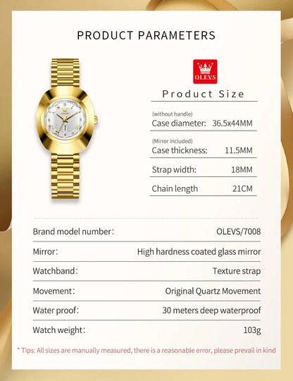 OLEVS Top marque de luxe montre pour femme élégante mode or acier inoxydable montres pour femmes calendrier étanche montre-bracelet à Quartz