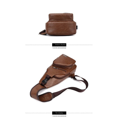 Nouveau sac de poitrine USB pour hommes portable grande capacité charge sac à bandoulière décontracté sports de plein air sac de poitrine en polyuréthane