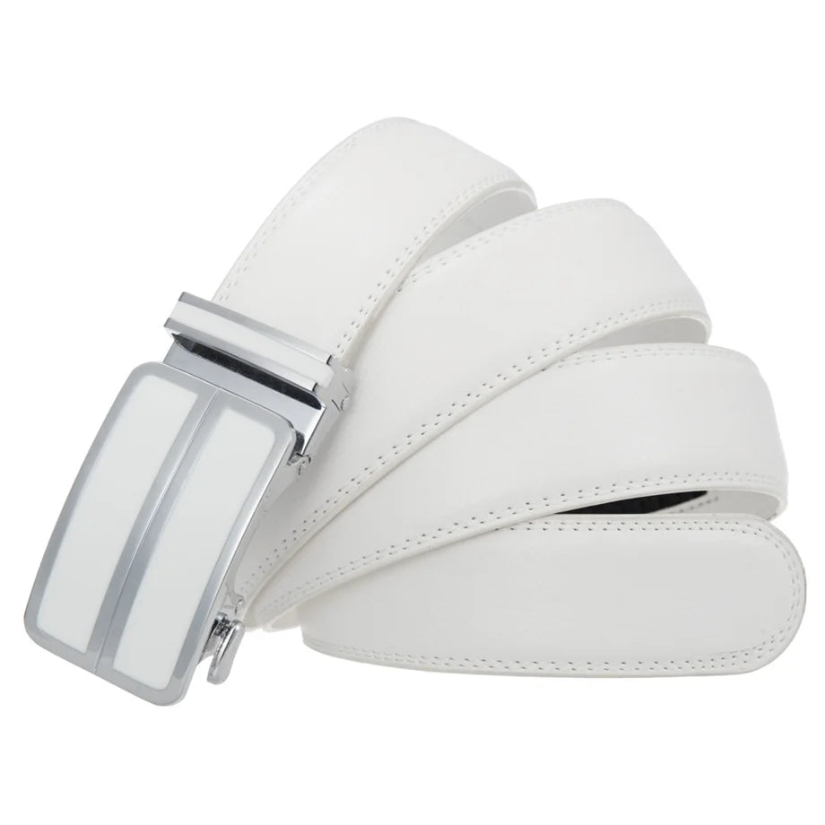 Plyesxale Black Khaki Blue Red White Leather Belt For Men Good Quality Mens Belts Luxury Automatic Buckle Waist Strap Male B1049