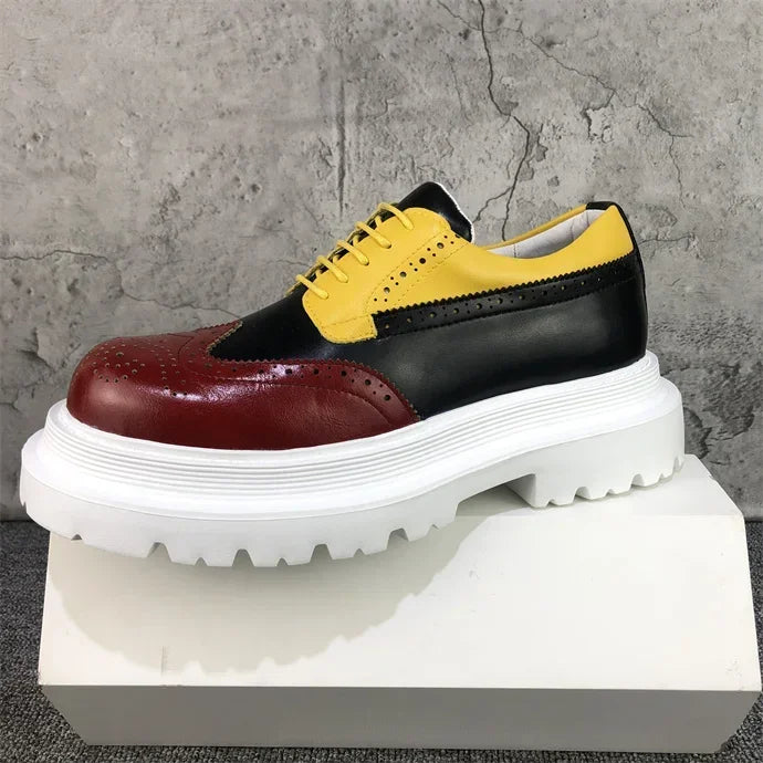 Chaussures Brogue Multi-documents en Cuir group pour Homme, Souliers à Grande Tête, Style Britannique, Décontracté, Rehausseur, Alicante zones me