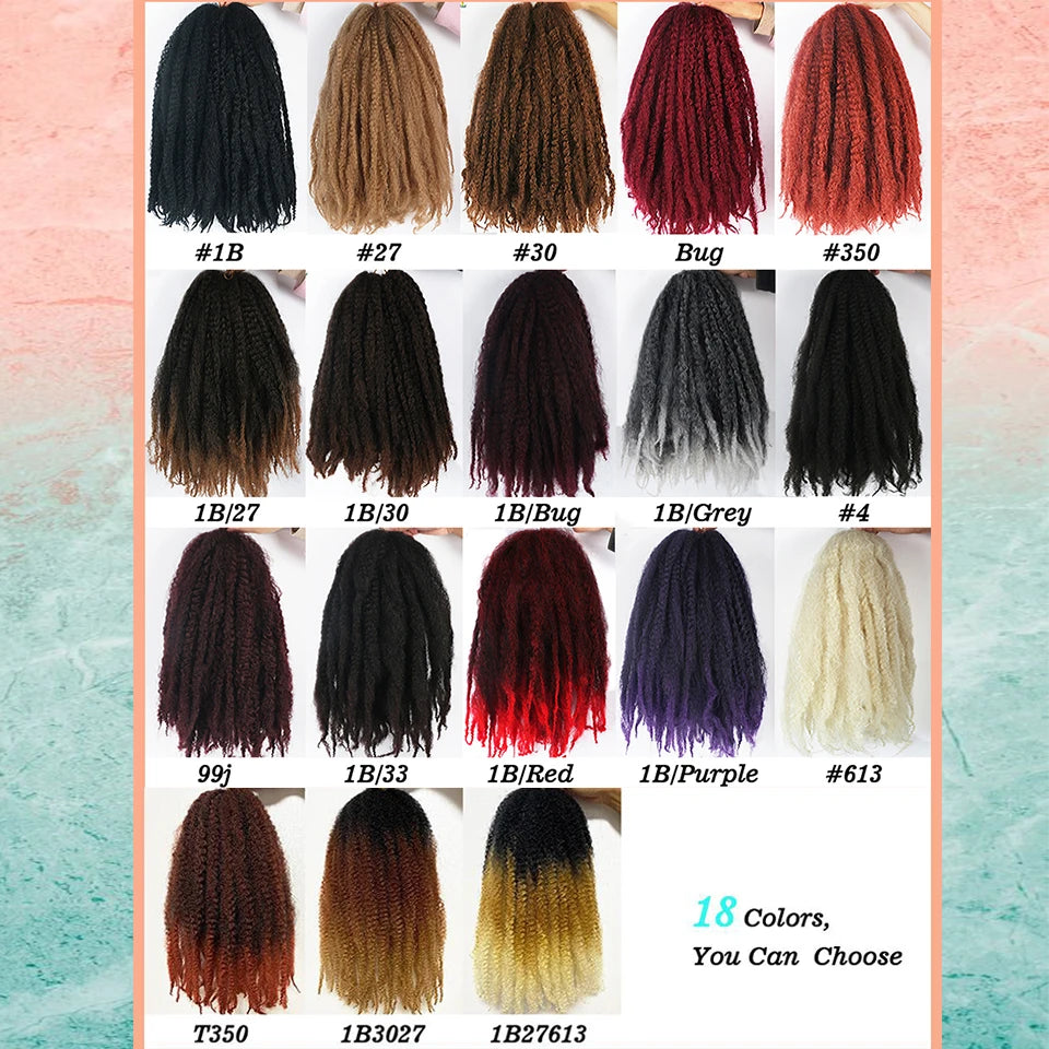 1 - 6 paquets de cheveux en crochet de twists Marley de 18 pouces, de noir et brun à blond, cheveux de tresse ombré Afro Marley synthétique, pour les tresses de mèches fausses