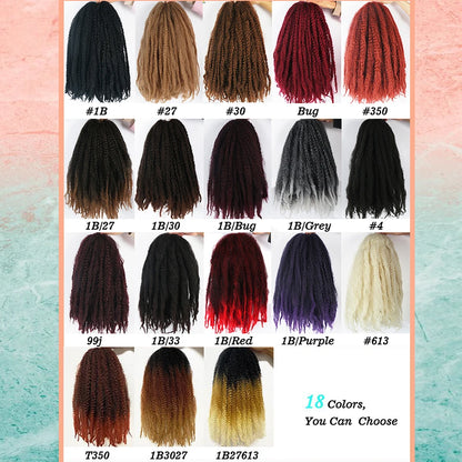 1 - 6 paquets de cheveux en crochet de twists Marley de 18 pouces, de noir et brun à blond, cheveux de tresse ombré Afro Marley synthétique, pour les tresses de mèches fausses