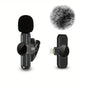Microphone Lavalier sans fil avec couverture coupe-vent, Mini micro d'enregistrement Audio et vidéo pour iPhone et téléphone portable Android