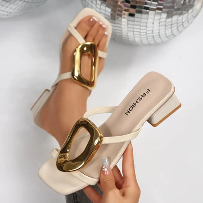 Femmes élégantes sandales Sexy chaussures De mariage De créateur talons mi-hauts bout ouvert luxe mode fête femmes chaussures Zapatos De Mujer