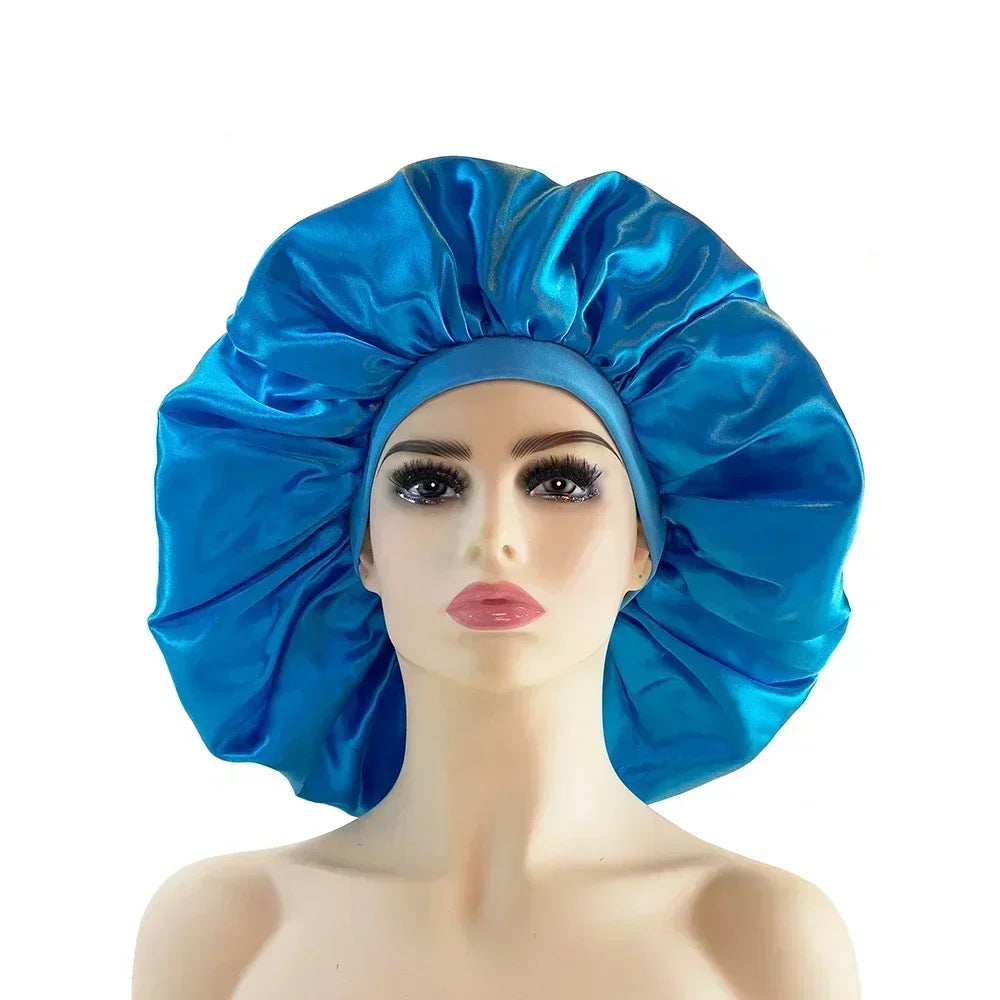Bonnet en Satin réversible pour cheveux, Double couche réglable, couvre-tête pour dormir, accessoires de coiffure bouclés et élastiques