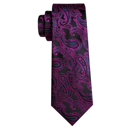 Barry.Wang violet lilas lavande soie hommes cravate mouchoir bouton de manchette ensemble Jacquard cravate florale pour homme mariage fête d'affaires