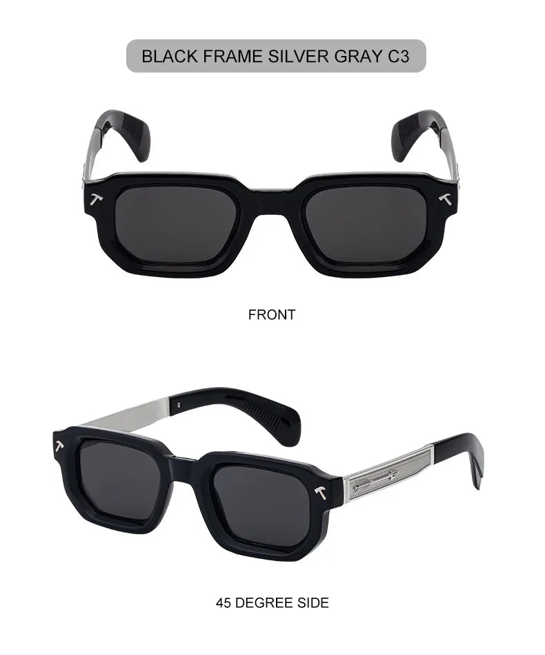 Polarisées Carré Punk lunettes de Soleil Hommes 2025 De Luxe Marque Classique Rectangle Lunettes De Soleil UV400 Conduite Lunettes De Mode En Plein Air Nuances