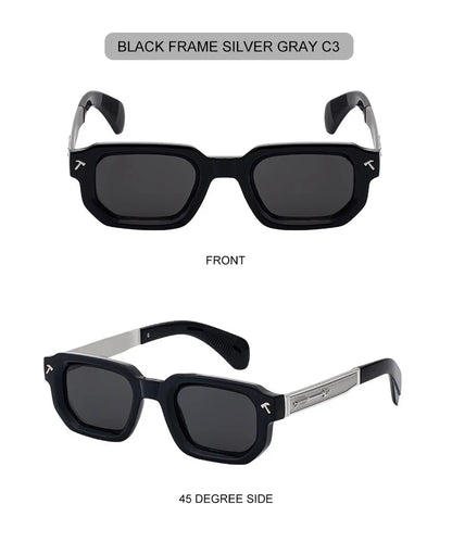 Polarisées Carré Punk lunettes de Soleil Hommes 2025 De Luxe Marque Classique Rectangle Lunettes De Soleil UV400 Conduite Lunettes De Mode En Plein Air Nuances