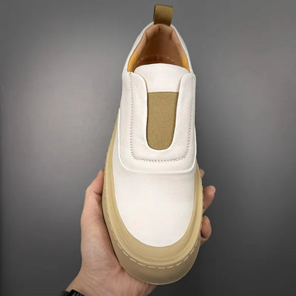 Mocassins à enfiler en cuir véritable pour hommes, chaussures de loisirs respirantes, mode, Style polyvalent, bout rond, plateforme, chaussures décontractées, qualité supérieure