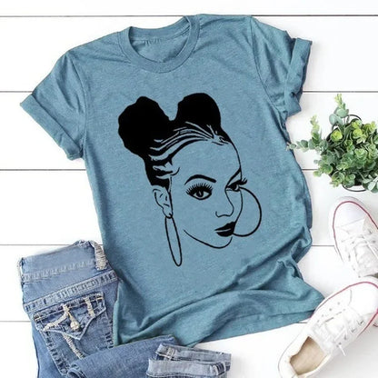 Fille africaine imprimer t-shirt femmes à manches courtes col rond t-shirt ample été femmes t-shirt hauts Camisetas Mujer