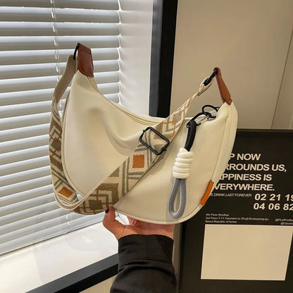 2024 nouvelle mode sac à bandoulière Simple large bandoulière conception unique sac à bandoulière Style Original trajet boulette femmes sac