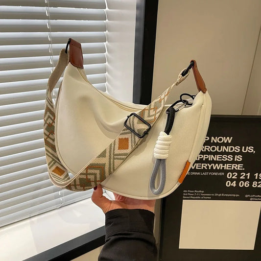 2024 nouvelle mode sac à bandoulière Simple large bandoulière conception unique sac à bandoulière Style Original trajet boulette femmes sac