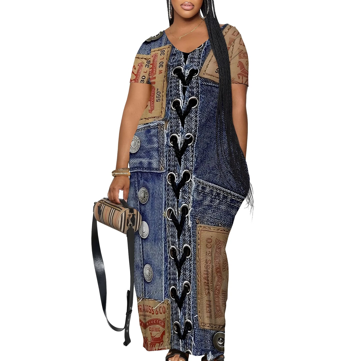 Robe longue décontractée pour femmes, tenue de plage à bretelles, avec poches, été