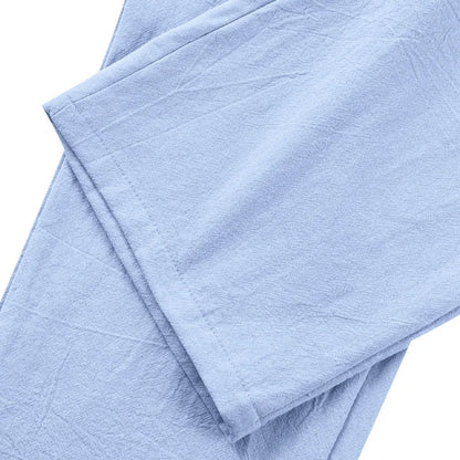 BERAKAH SUPRÊME – pantalon de costume décontracté en lin pour hommes, couleur unie, nouvelle mode, pantalon de plage à jambes larges, européen et américain