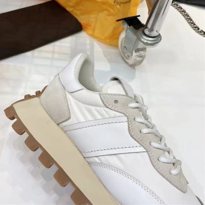 Chaussures de course rétro en daim pour femmes, baskets épaisses, tissu respirant, chaussures de sport à plateforme plate, mode décontractée, recommande une augmentation