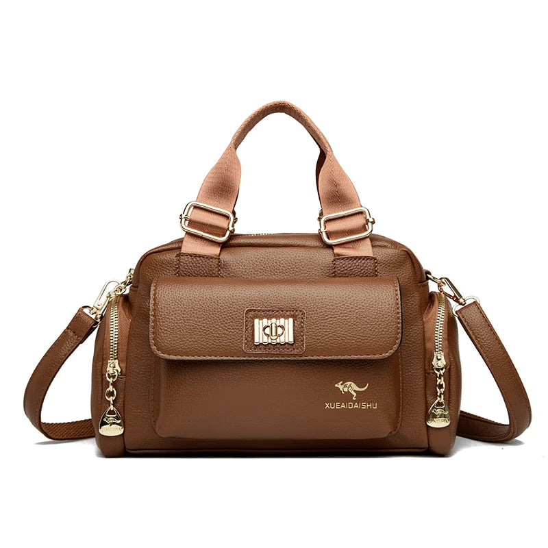 Sac à bandoulière en cuir PU de haute qualité pour femmes, fourre-tout, sacoche multi-poches pour les déplacements quotidiens