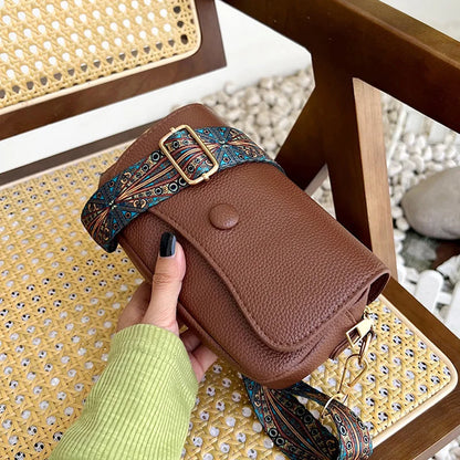 Sacs à bandoulière confortables à large sangle en cuir PU, sac à bandoulière à rabat décontracté pour femmes pour cadeaux, petits sacs à main et bourses de créateurs