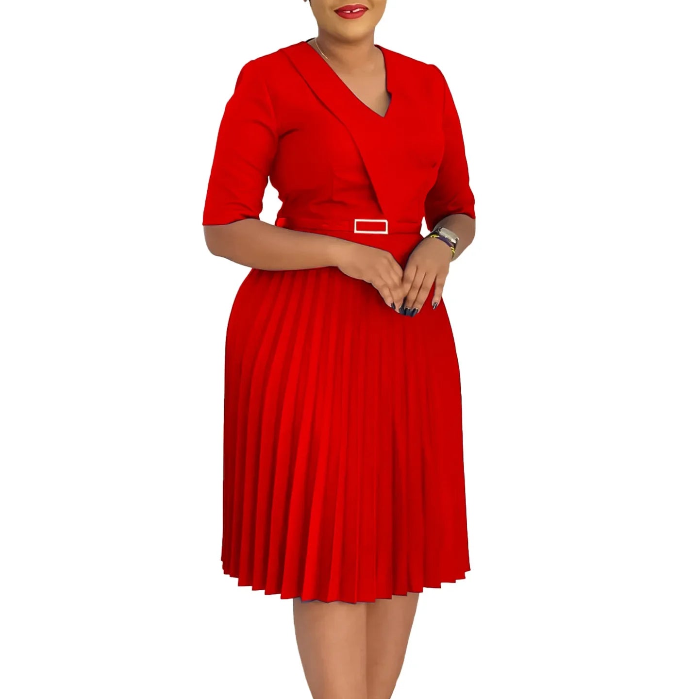 Robe plissée mi-longue en polyester à manches courtes et col en V pour femmes, vêtements africains, robe élégante, fête de mariage, été, Dashiki, 2025