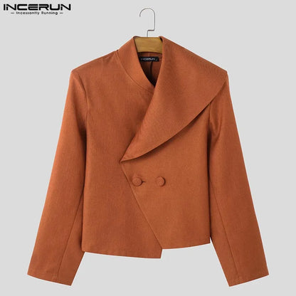 Y-INCERUN-Blazer à Manches sulfDécontracté pour Homme, Col Trempé, Couleur Unie, Assressenti, Nouveau, 2025