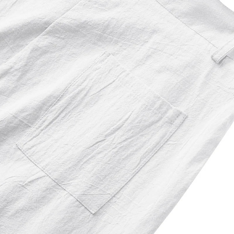 BERAKAH SUPRÊME – pantalon de costume décontracté en lin pour hommes, couleur unie, nouvelle mode, pantalon de plage à jambes larges, européen et américain