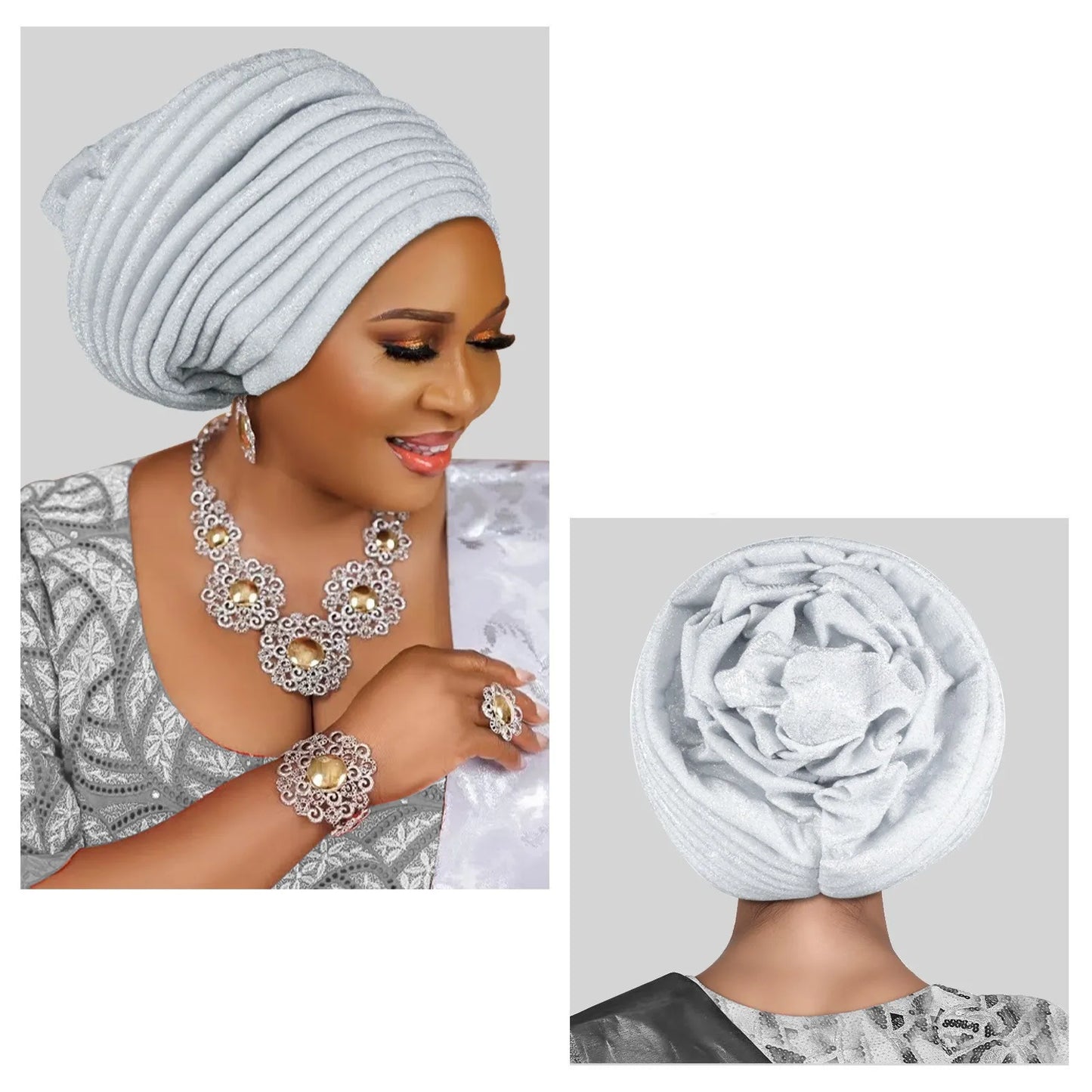 Turban Plissé pour Femme, Cravate de Sauna, ixde Mariage Africain, Nigeria, 2025