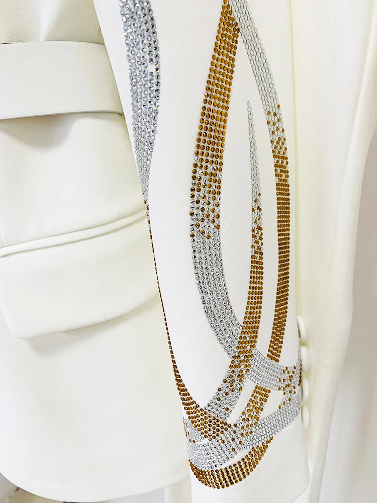 HIGH STREET nouvelle mode 2025 concepteur piste costume ensemble femmes diamants colorés ceinturé Blazer Flare pantalon costume 2 pièces