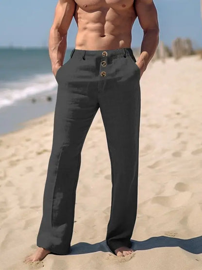 Pantalon de Plage en Coton et Lin pour Homme, Vêtement Décontracté, Respirant, Fin, Style Rétro, Nouvelle Collection Été