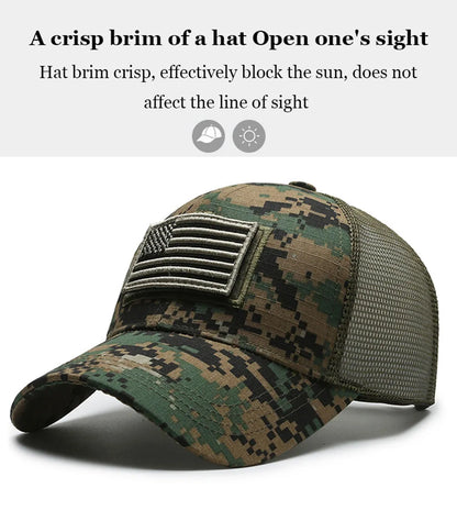 Casquette de Baseball Camouflage drapeau américain pour hommes, tactique respirante en plein air, chapeau à visière d'alpinisme réglable et élégant