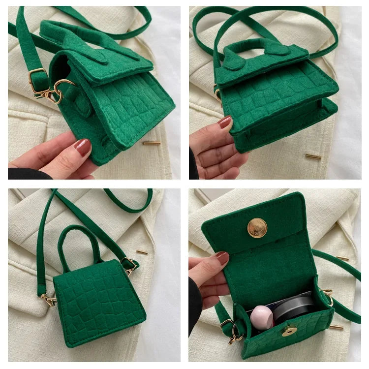 Sac à main en feutre coloré pour femme, mini sacs à main, sac à bandoulière, motif pierre, initié