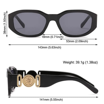 Lunettes de soleil Y2K irrégulières pour femmes et hommes, monture optique, nuances vintage, protection UV, design rose en métal, été