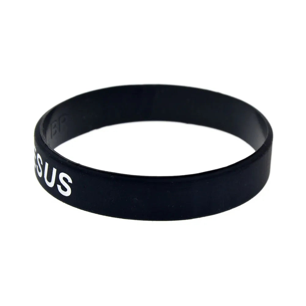 1 PC jésus croix juste et amour Bracelet en Silicone Style de mode femmes hommes Bracelet en caoutchouc bracelets chrétiens