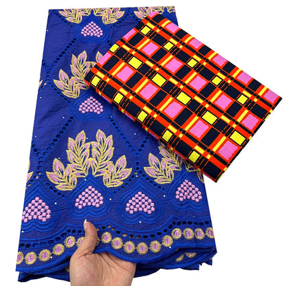 Tissu africain en dentelle de Voile suisse, 2.5 + 3 yards, véritable cire pour coudre une robe de soirée, nouvel arrivage