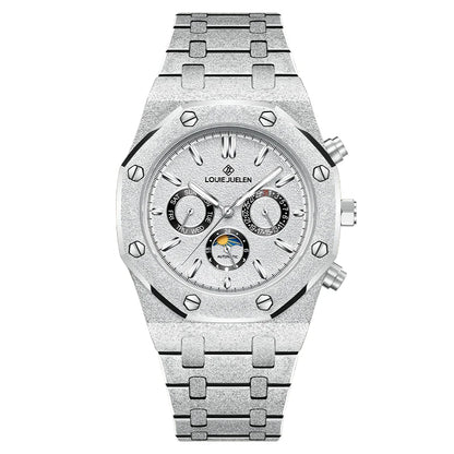 LOUIE JUELEN nouveaux hommes montre haut de gamme de luxe mécanique automatique en acier inoxydable étanche lune montre lumineuse montre-bracelet horloge