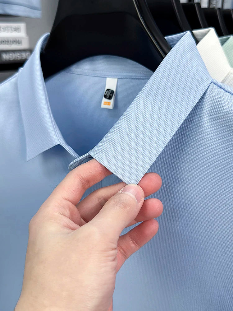 2025 Chemise polo gaufrée sportive pour hommes |   Tailles supérieures de Tennis de Golf évacuant l'humidité S-5XL, boutons-pression, antibactérien 7A de haute qualité