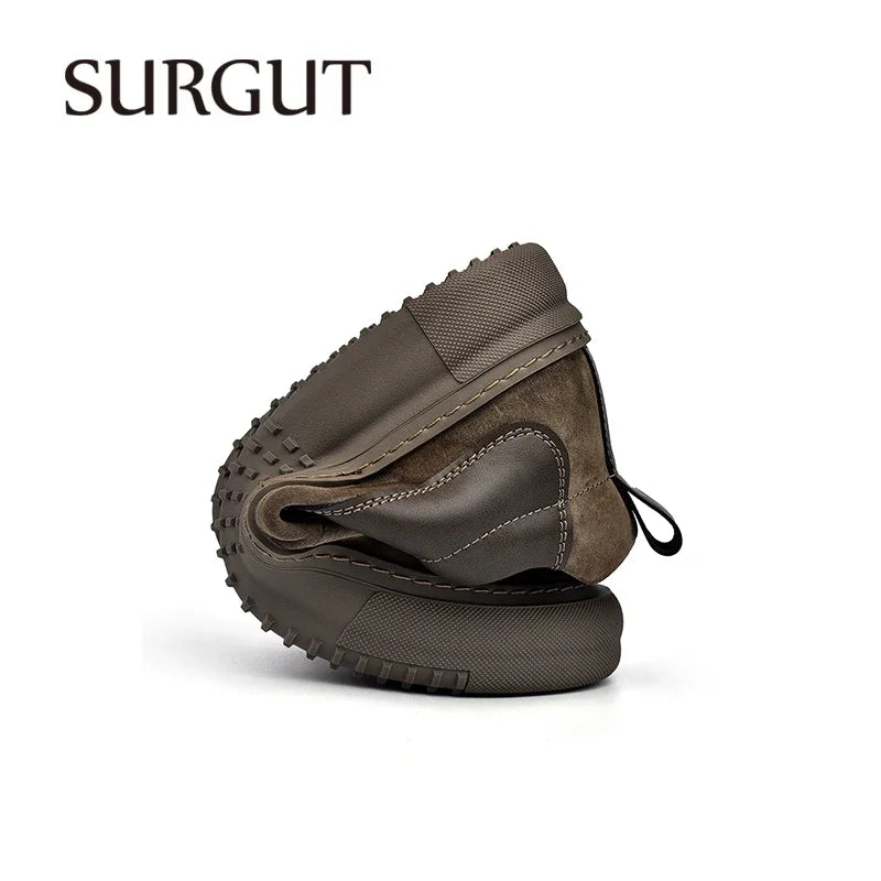 SURGUT-Chaussures décontractées en cuir de vachette pour hommes, coordonnantes, confortables, mode, épissage, semelle optique, automne, hiver, taille 38-44