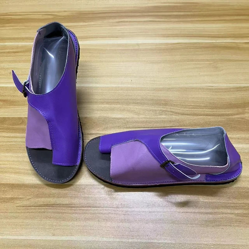 Femmes sandales chaussures d'été pour femmes rétro en cuir PU Peep Toe femmes pantoufle 2025 nouvelle plage boucle sangle plat Sandalias De Mujer