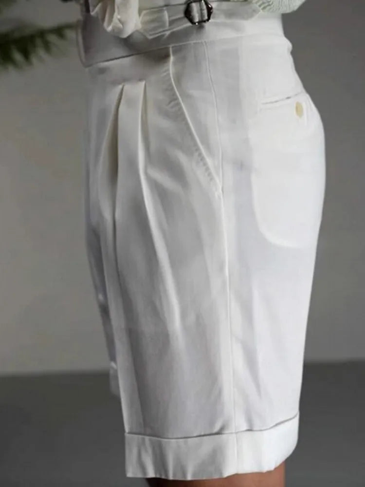 Short de travail d'été pour hommes, créateur italien, blanc, coupe slim, longueur aux genoux, confortable, trempé, nouveau, bermuda décontracté