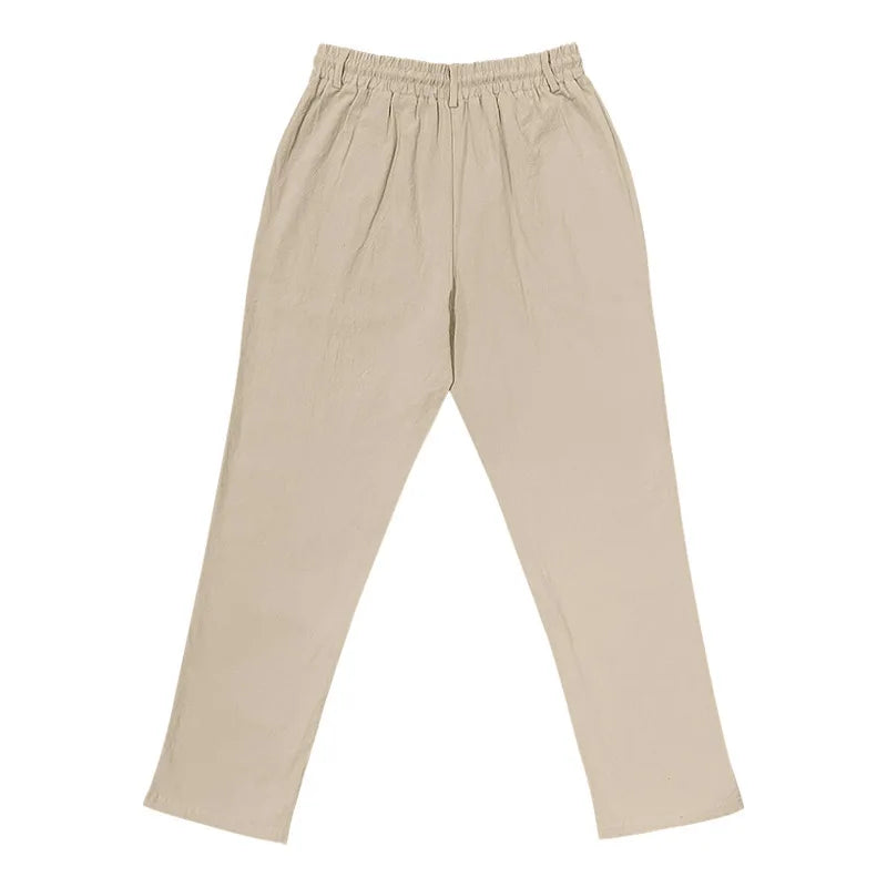 Pantalon de plage confortable en coton et lin pour hommes, sangle droite, haute qualité, décontracté, printemps et automne, nouvelle mode, 2025