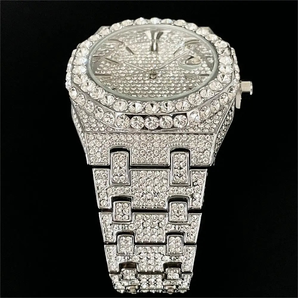 2024 Hip Hop hommes montres à quartz MISSFOX automatique Date glacé montre-bracelet mode bleu diamant bijoux montre pour homme livraison gratuite