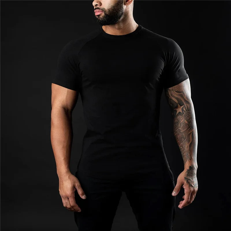BS -T-shirt en coton été hommes athloisir entraînement à manches courtes Muscle Fitness T-shirt de haute qualité hommes T-shirt Gym Sport chemise hauts