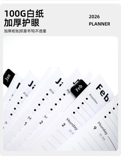 Plan de la semaine du bracelet A5 2026, calendrier, bobine, planificateur, journal intime, personnalisation du carnet