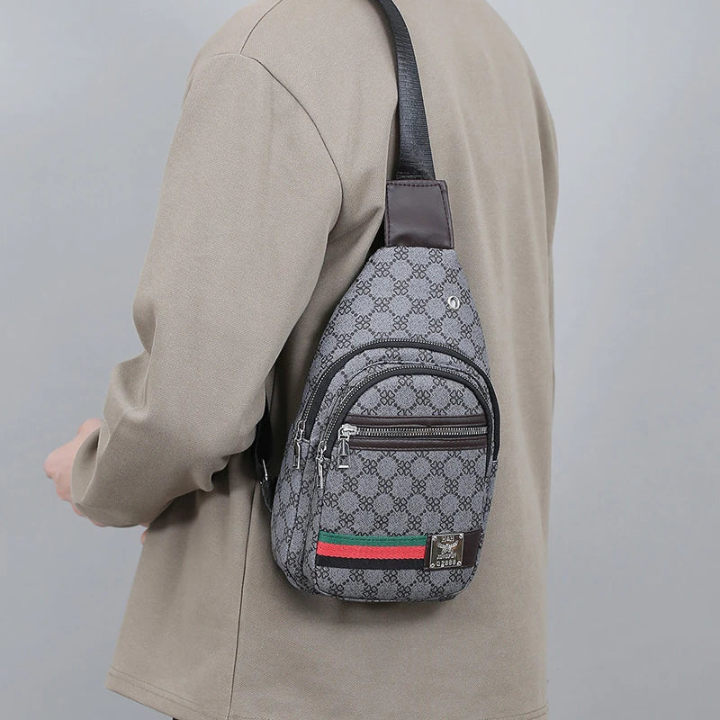 Sac messager multifonction pour hommes, sacs de poitrine en tissu à bandoulière, sac à main décontracté avec trou pour écouteurs