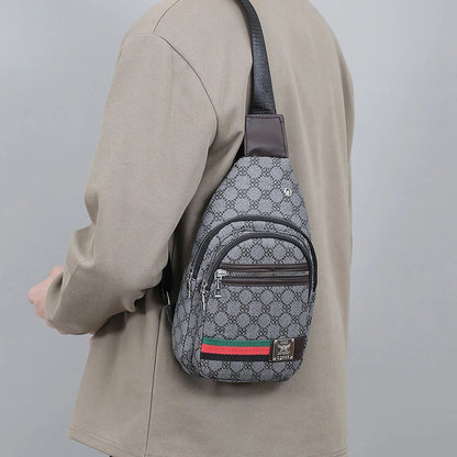 Sac messager multifonction pour hommes, sacs de poitrine en tissu à bandoulière, sac à main décontracté avec trou pour écouteurs