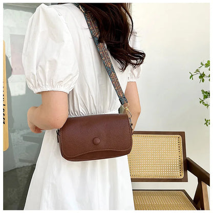 Sacs à bandoulière confortables à large sangle en cuir PU, sac à bandoulière à rabat décontracté pour femmes pour cadeaux, petits sacs à main et bourses de créateurs