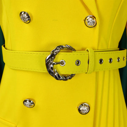 Robe plissée mi-longue à col de costume, taille haute, à la mode, nouvelle collection automne 2025