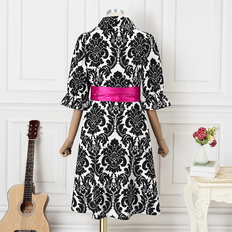 VONDA-Robe de Soirée Imprimée pour Femme, Tenue Éducative Bohème, Col Montant, Ceinture à Nministériels d, Décontractée, Élégante, Été, 2025