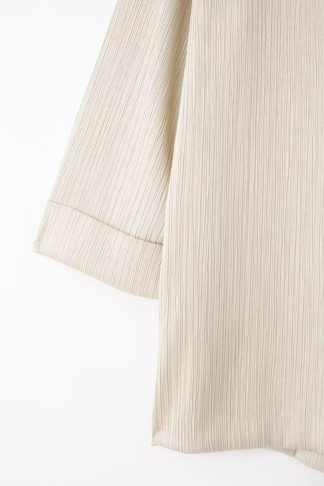 TRAFZA 2025 femmes pantalons décontractés ensemble taille haute pantalon à jambes larges + solide Beige ample glace soie Double boutonnage chemise hauts 2025 à la mode