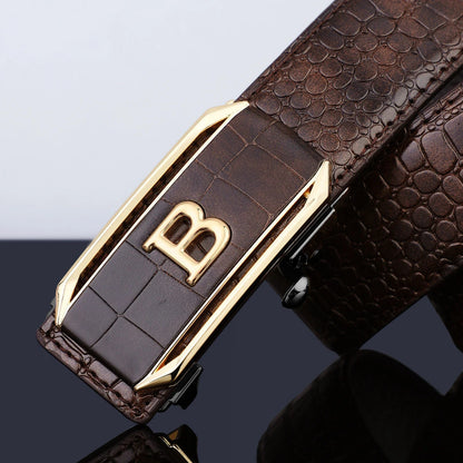 Ceinture motif Crocodile pour hommes, ceinture à boucle automatique de haute qualité, sangle en jean à la mode, accessoires tendance pour hommes