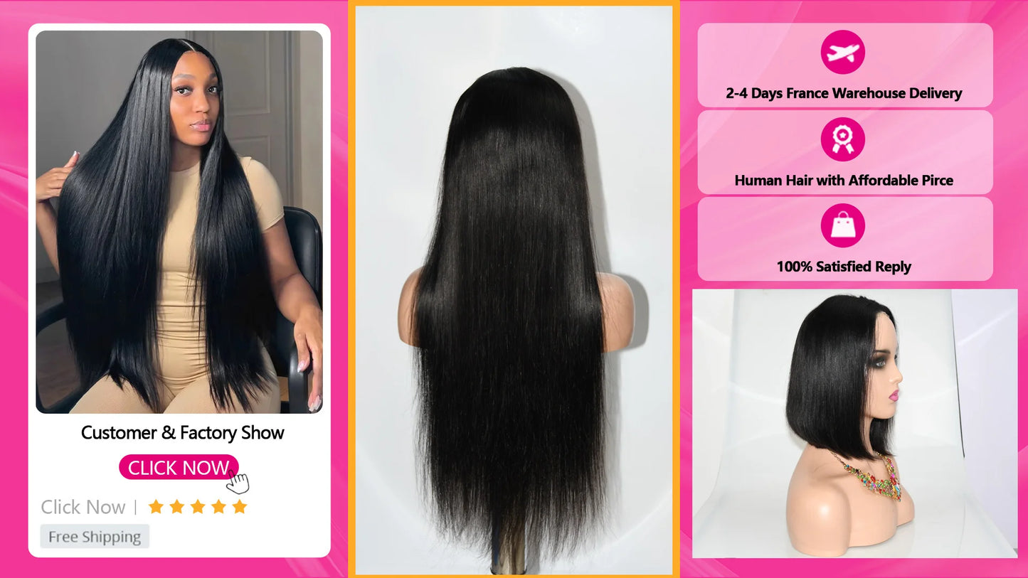 6x4 Perruque Cheveux Humain Sans Colle Perruque Ni Gel Prête à Aller 4X4 Lace Closure Perruque Sans Colle Livraison 3 Jour Franc