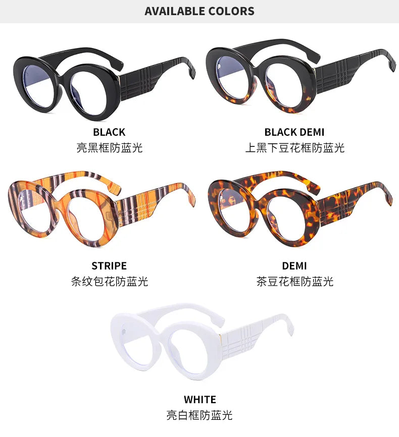 Lunettes anti-lumière bleue à rayures jaunes rétro pour femmes, lunettes transparentes, grande monture ronde, marque de luxe, 2025